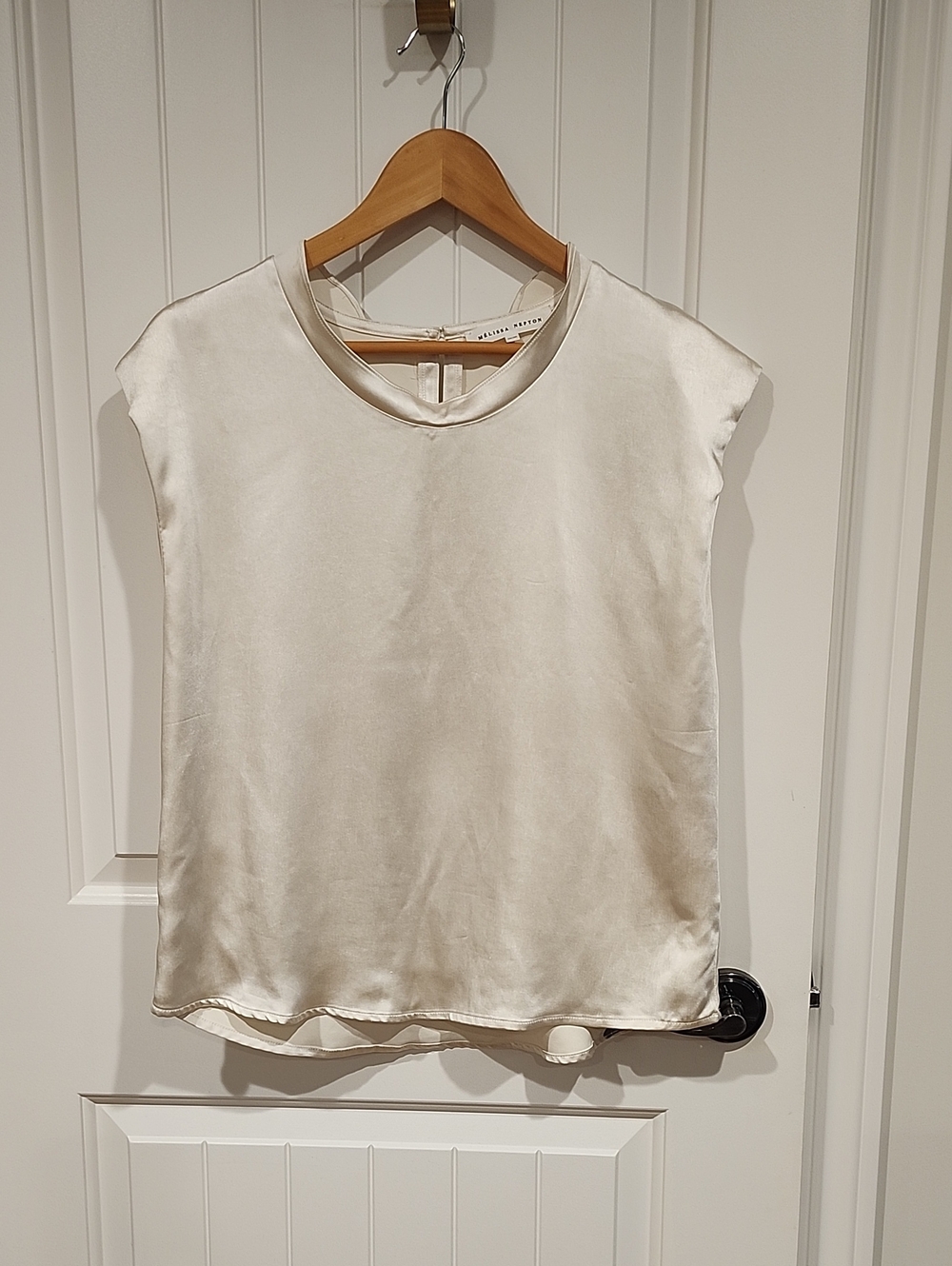 MELISSA NEPTON Ivory Satin Cap-Sleeve Shell